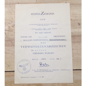 Odznaka za rany srebrna z nadaniem SS